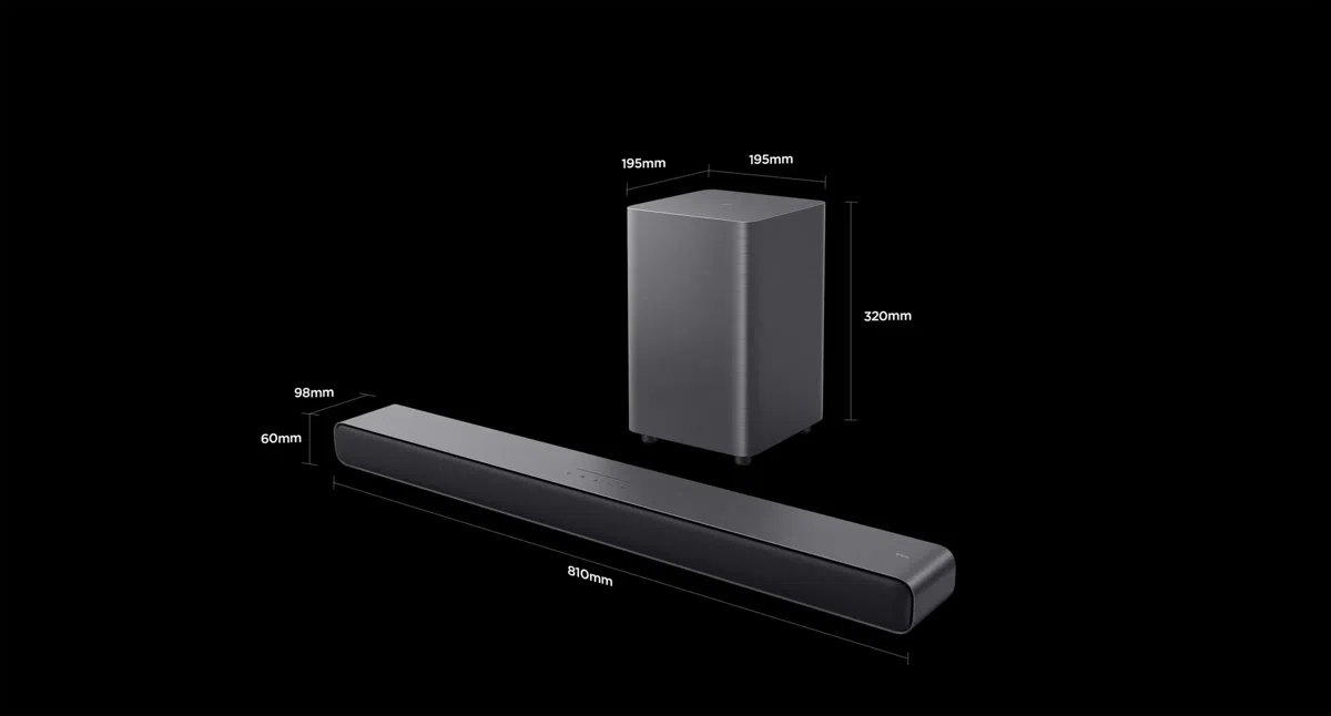 Tamaño del producto Barra de Sonido TCL S55H